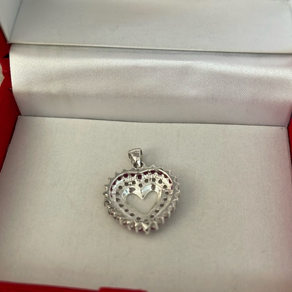 Genuine Ruby/CZ Heart Slider Pendant - Picture 7 of 11